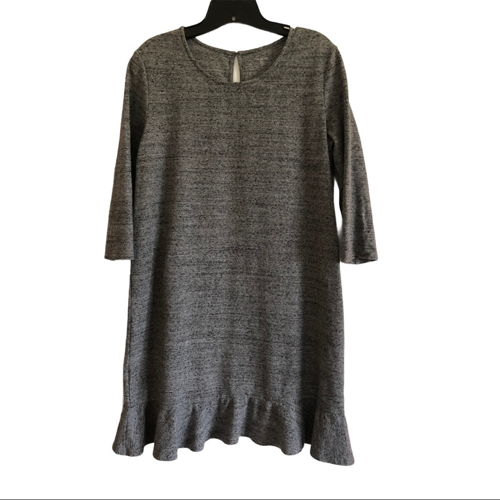 GARNET HILL HEATHERED RUFFLE HEM DRESS